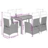 vidaXL 7-tlg. Garten-Essgruppe mit Kissen Schwarz Poly Rattan