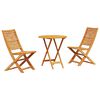 vidaXL Klapp Bistro Set 3 stk. Braun Massivholz Akazie