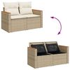 vidaXL Garten-Sofa-Set mit Kissen mit Speicher Beige Poly Rattan