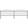 vidaXL Gartenzaun mit Speerspitzen Stahl (0,5 - 0,75) x 3,4 m Schwarz