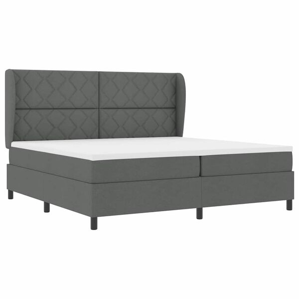 vidaXL Boxspringbett mit Matratze Dunkelgrau 200 x 200 cm Stoff