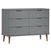 vidaXL Schubladenschrank MOLDE Grau 113x40x80 cm Massivholz Kiefer