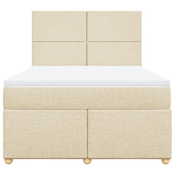 vidaXL Boxspringbett mit Matratze Creme 140x190 cm Stoff