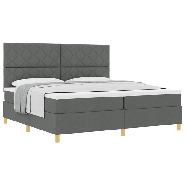 vidaXL Boxspringbett mit Matratze Dunkelgrau 200 x 200 cm Stoff