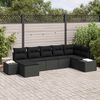 vidaXL Gartensofa-set mit Kissen 7 pcs Schwarz Poly-Rattan