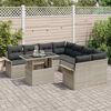 vidaXL Gartensofa-set mit Kissen 9 pcs Hellgrau Poly Rattan