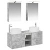 vidaXL Badezimmerm&ouml;bel-Set 5 Stk. Betongrau Ingenieurholz und Glas