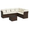vidaXL 7-tlg. Garten-Sofagarnitur mit Kissen Braun Poly Rattan