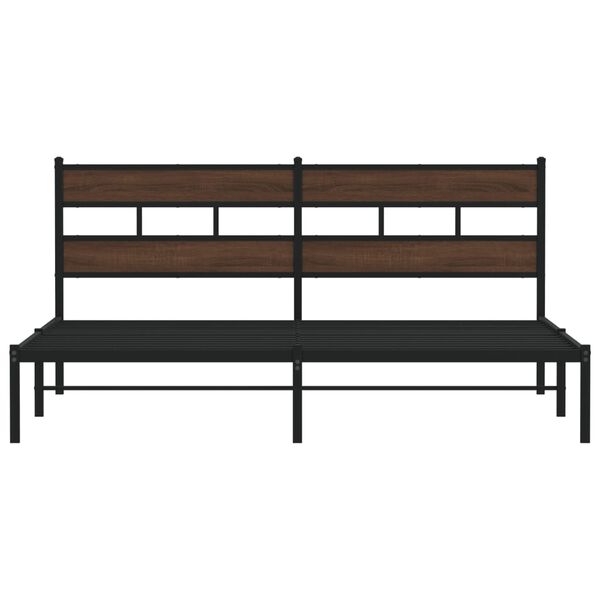 vidaXL Bettgestell ohne Matratze mit Kopfteil Braun Eiche 200x200 cm