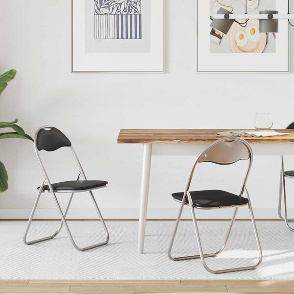 vidaXL Klappstuhl 2 pcs Schwarz und Grau 48 x 43,5 x 81 cm Kunstleder