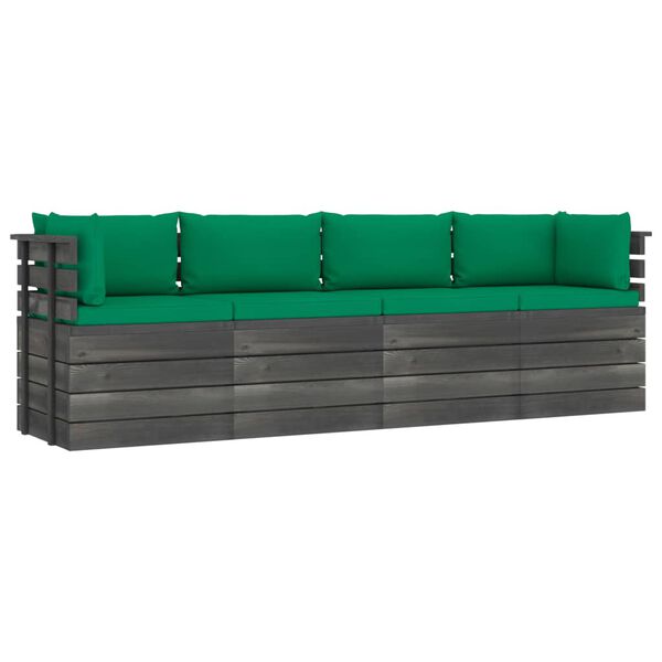 vidaXL Garten-Palettensofa 4-Sitzer mit Kissen Kiefer Massivholz