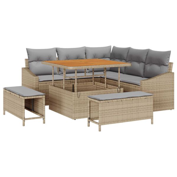 vidaXL Gartensofa-set mit Kissen 8 pcs Beige Poly-Rattan