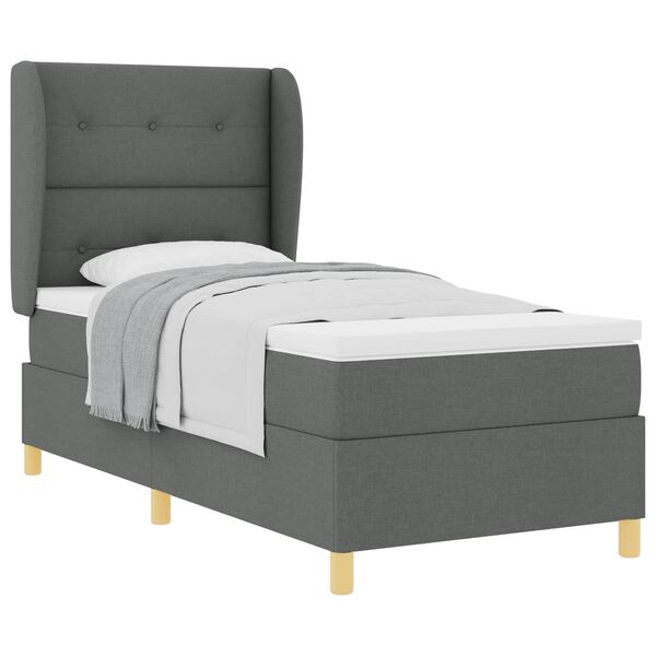 vidaXL Boxspringbett mit Matratze Dunkelgrau 200 x 90 cm Stoff