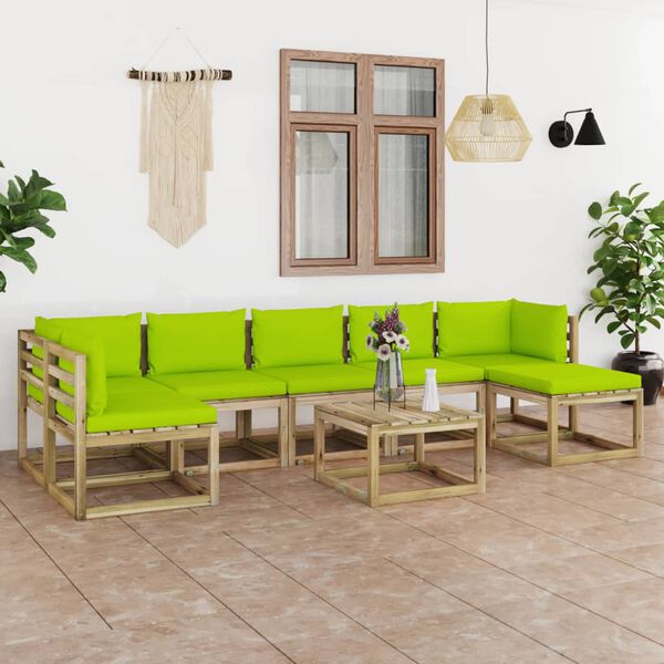 vidaXL 8-tlg. Garten-Lounge-Set mit Kissen Impr&auml;gniertes Kiefernholz