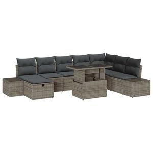 vidaXL Garten-Sofa-Set 9 pcs Grau Poly-Rattan