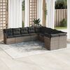 vidaXL 10-tlg. Garten-Sofagarnitur mit Kissen Grau Poly Rattan