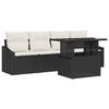 vidaXL Garten-Sofa-Set mit Kissen 5 pcs Schwarz und Creme Poly-Rattan