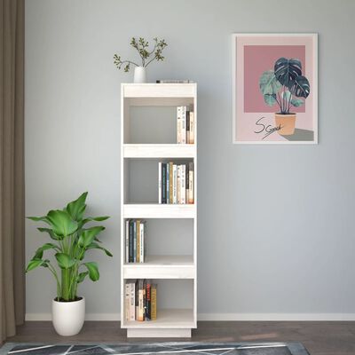 vidaXL Bücherregal/Raumteiler Weiß 40x35x135 cm Massivholz Kiefer