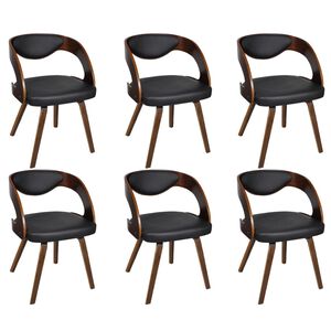 vidaXL Esszimmerst&uuml;hle 6 Stk. Braun Kunstleder
