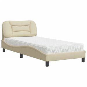 vidaXL Bett mit Matratze "Hvar" Creme 90x190 cm Stoff