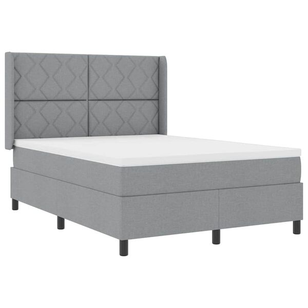 vidaXL Boxspringbett mit Matratze Hellgrau 140 x 200 cm Stoff