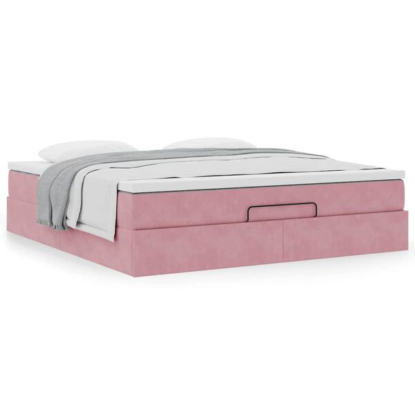 vidaXL Ottoman-Bett mit Matratze Rosa 160x200 cm Samt