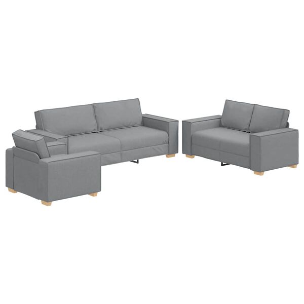 vidaXL Sofa 3 pcs Hellgrau 220 x 80 x 84 cm Leinenmischgewebe