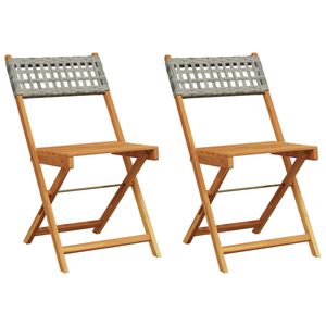 vidaXL Klappst&uuml;hle, 2 St&uuml;ck, grau, Massivholz Akazie und Polyrattan
