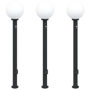 vidaXL Pollerleuchten mit Sensor und Steckdose 3 Stk. 120 cm Schwarz IP44