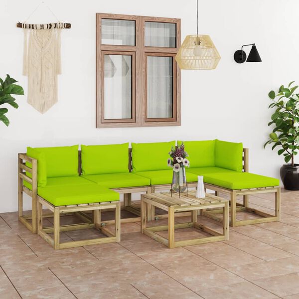 vidaXL 7-tlg. Garten-Lounge-Set mit Kissen Impr&auml;gniertes Kiefernholz
