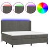 vidaXL Boxspringbett mit Matratze & LED Dunkelgrau 200x200 cm Samt