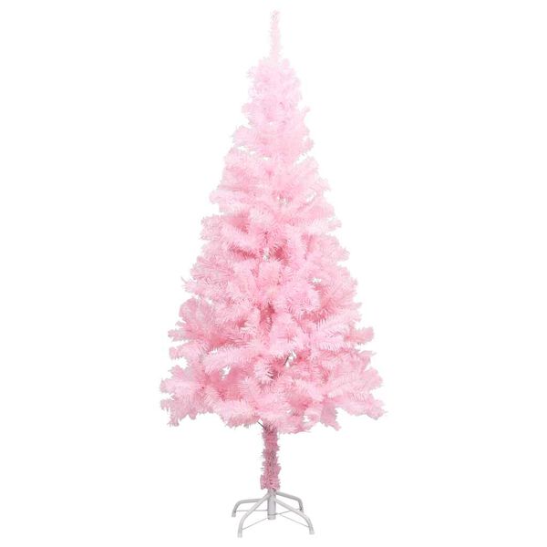 vidaXL K&uuml;nstlicher Weihnachtsbaum mit Beleuchtung & Kugeln Rosa 180cm