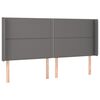 vidaXL Kopfteil mit Ohren Grau 203x16x118/128 cm Kunstleder