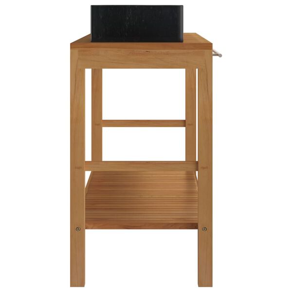 vidaXL Waschtisch Massivholz Teak mit Waschbecken Marmor Schwarz