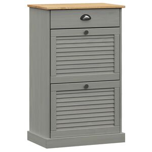 vidaXL Schuhschrank VIGO 60x35x96 cm Grau Massivholz Kiefer