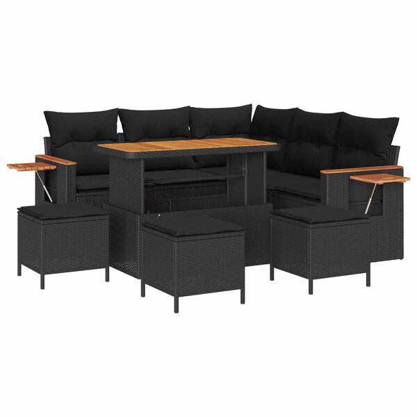 vidaXL Garten-Sofa-Set mit Kissen 9 pcs Schwarz