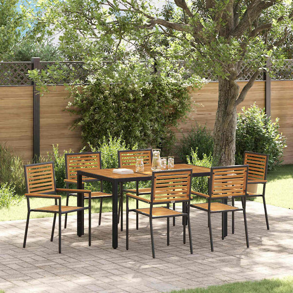 vidaXL Garten Essgruppe 7 pcs Schwarz und Braun Poly-Rattan