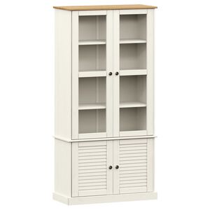 vidaXL Vitrine VIGO Wei&szlig; 85x35x170 cm Massivholz Kiefer