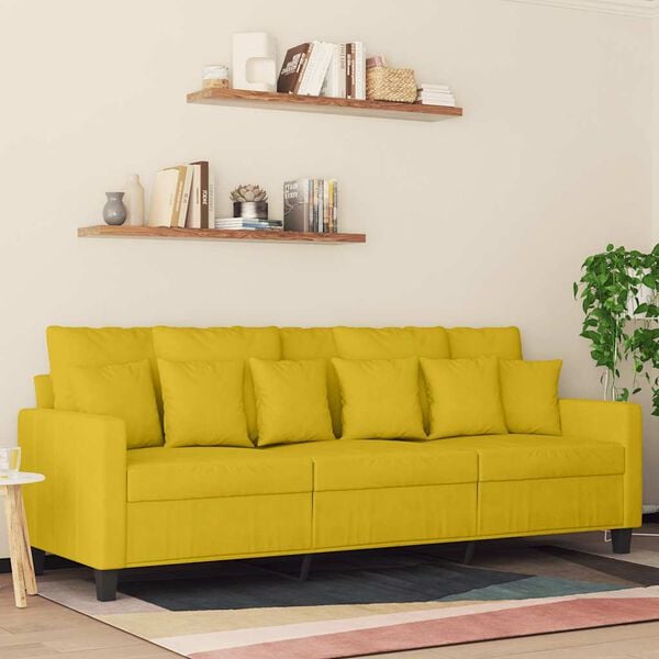 vidaXL 3-Sitzer-Sofa Gelb 180 cm Samt