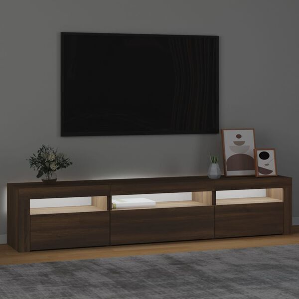 vidaXL TV-Schrank mit LED-Leuchten Braun Eichen-Optik 195x35x40 cm