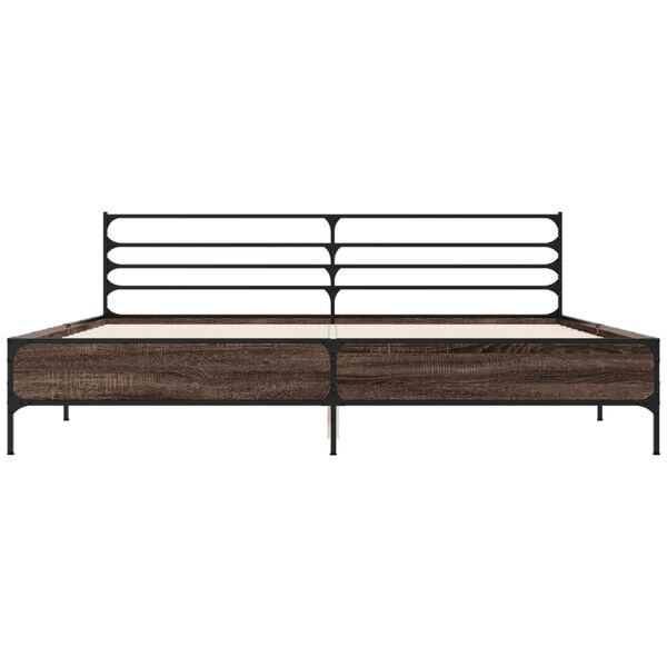 vidaXL Bettgestell Braun Eichen-Optik 200x200 cm Holzwerkstoff Metall