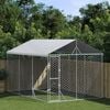 vidaXL Outdoor-Hundezwinger mit Dach Silbern 3x4,5x2,5m Stahl Verzinkt