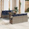 vidaXL Garten-Sofa-Set mit Kissen 7 pcs Grau und Marineblau