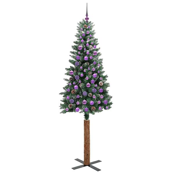 vidaXL Schlanker Weihnachtsbaum mit 300 LEDs mit St&auml;nder Gr&uuml;n 210 cm
