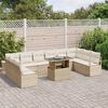 vidaXL Gartensofa-set mit Kissen mit Speicher 11 pcs Beige Poly-Rattan
