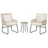 vidaXL Garten Essgruppe 3 pcs Braun und Creme Poly-Rattan, Stahl