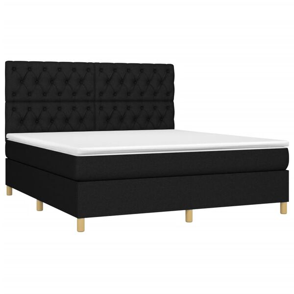 vidaXL Boxspringbett mit Matratze & LED Schwarz 160x200 cm Stoff
