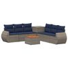 vidaXL Sofa Set 8 stk. Grau und Marineblau Polyrattan und Stahl