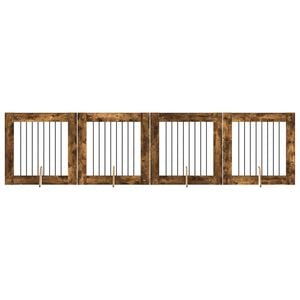 vidaXL Hundetor mit St&auml;ndern 4 pcs Ger&auml;ucherte Eiche 80 x 80 cm