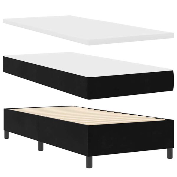 vidaXL Boxspringbett mit Matratze Schwarz 90 x 190 cm Samt